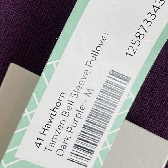 NWT 41 Hawthorn Tamzen Bell Sleeve Pullover Dark Purple Top Size M - Picture 6 of 7